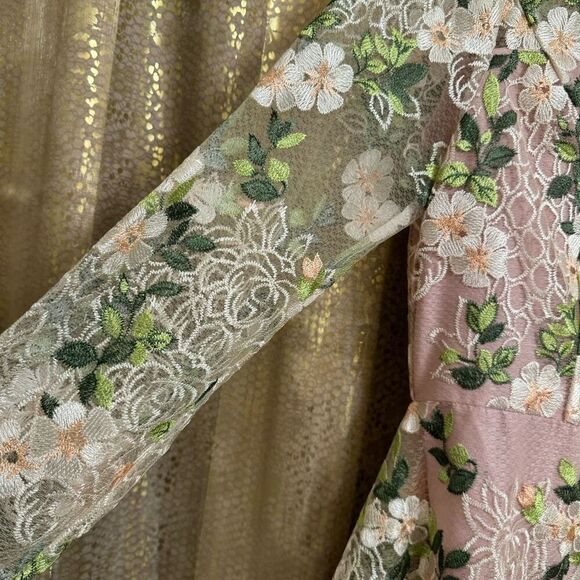 ASOS Pink Green White Embroidered Flower Mini Spring Dress 8 NWT - Picture 5 of 10